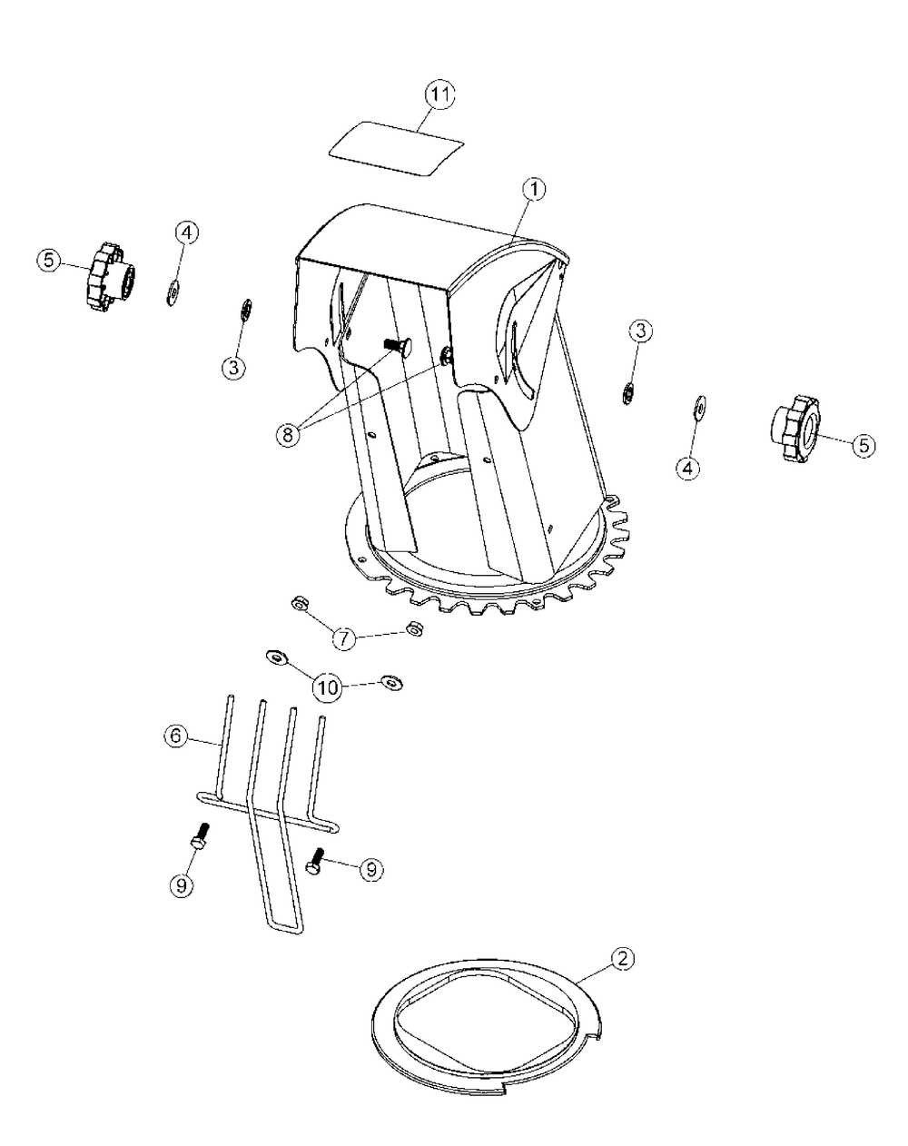 Chute 2011 And Before Diagram and Parts List for 19A40019 44Inch-100 Cub Cadet Lawn Tractor